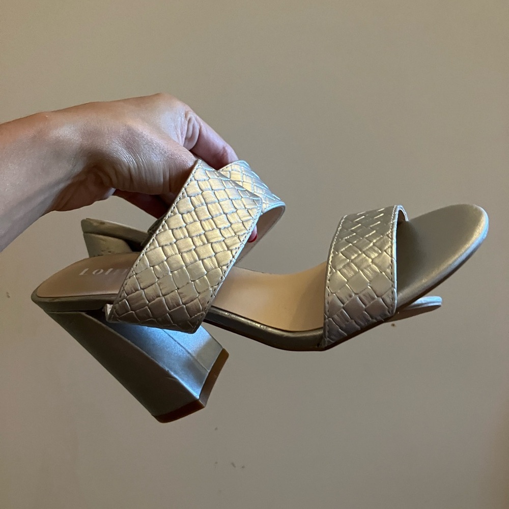 Size 7 silver grey wedge heels
